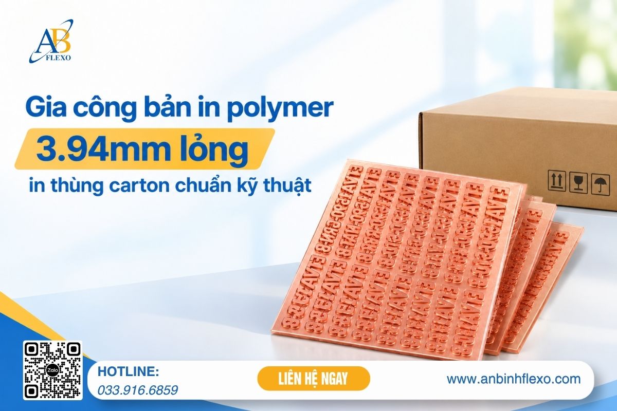 Gia Công Bản In Polymer 3.94mm Lỏng, In Thùng Carton Chuẩn Kỹ Thuật